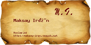Maksay Irén névjegykártya
